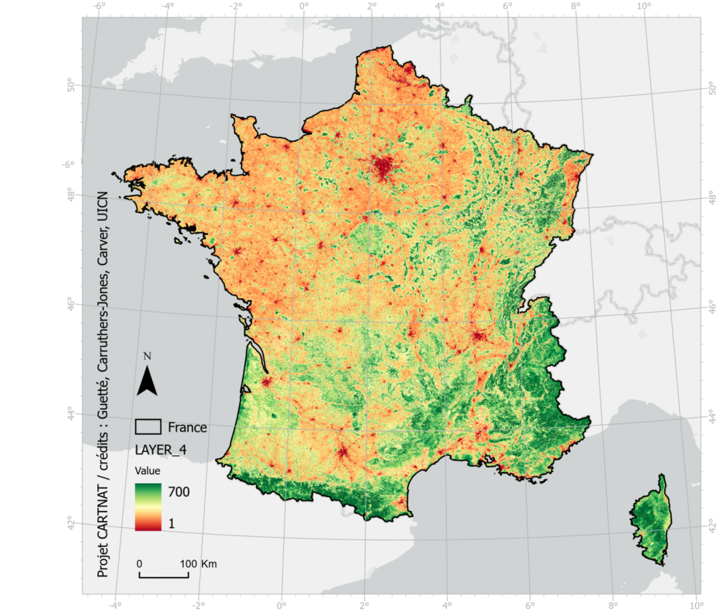 CartNat : Une Cartographie du gradient de naturalité potentielle de France  métropolitaine - Coordination Libre Evolution